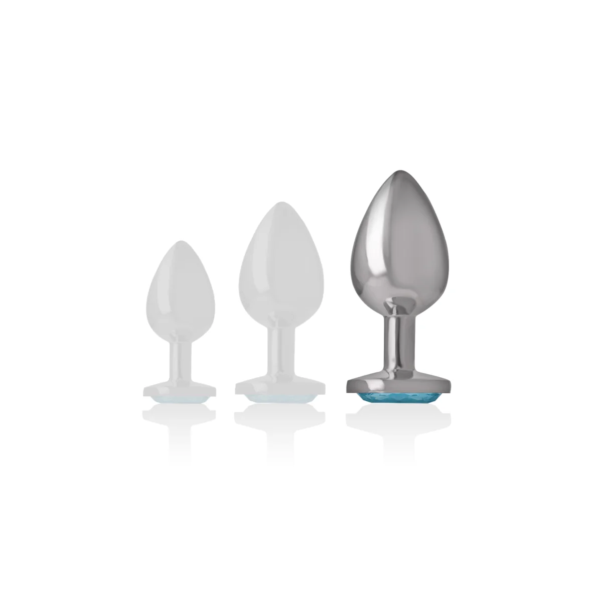 Analplug aus Aluminiummetall mit Blauem Kristall, Größe L von Intense Anal Toys kaufen | Fesselliebe