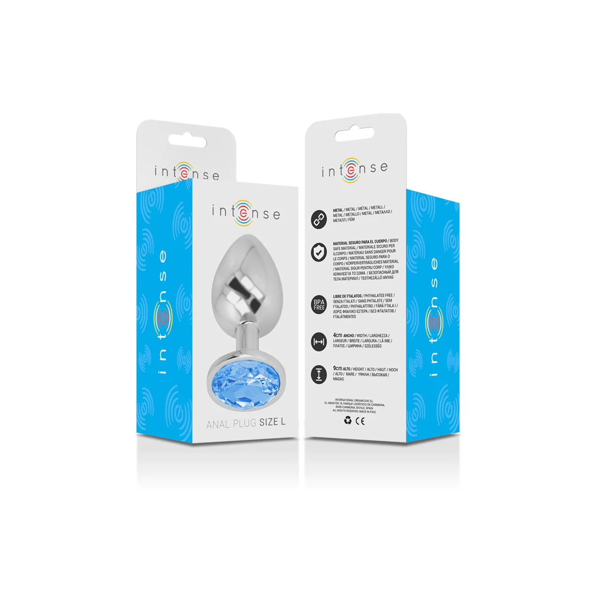 Analplug aus Aluminiummetall mit Blauem Kristall, Größe L von Intense Anal Toys kaufen | Fesselliebe