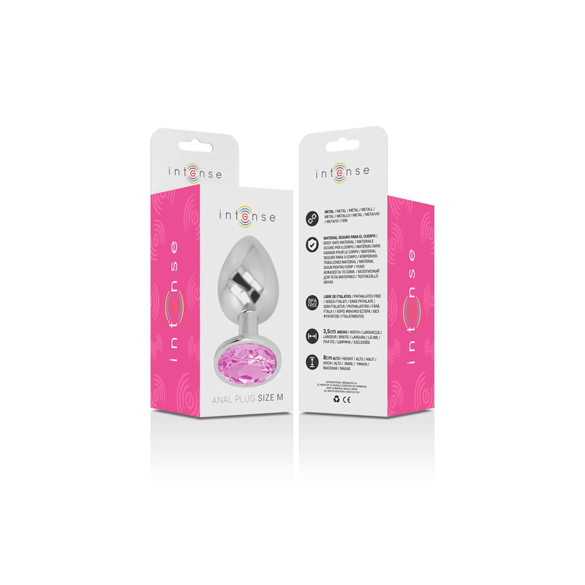 Analplug aus Aluminiummetall mit Rosa Kristall, Größe M von Intense Anal Toys kaufen | Fesselliebe
