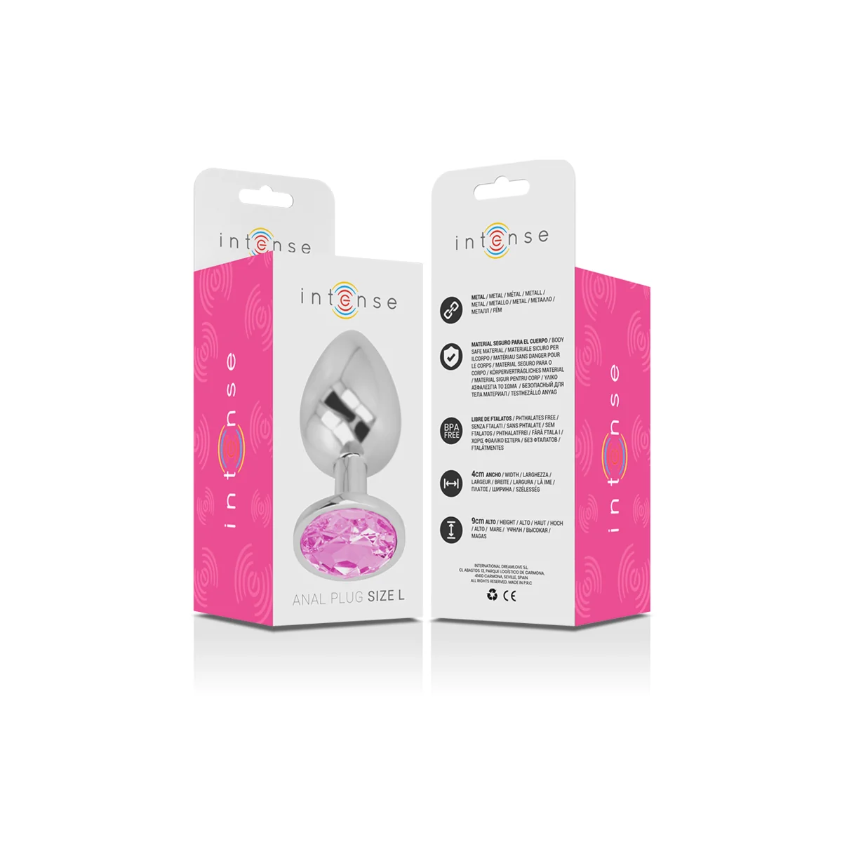 Analplug aus Aluminiummetall mit Rosa Kristall, Größe L von Intense Anal Toys kaufen | Fesselliebe
