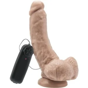 Dildo 20,5 cm mit Hoden Vibrator Beige von Get Real kaufen | Fesselliebe