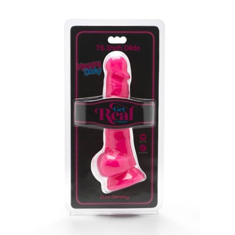 Happy Dicks 19 cm mit Hoden Rosa von Get Real kaufen | Fesselliebe 2
