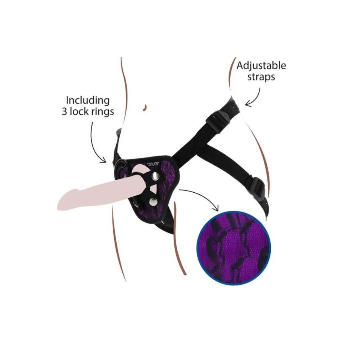 Strap-On-Spitzengeschirr Lila von Get Real kaufen | Fesselliebe