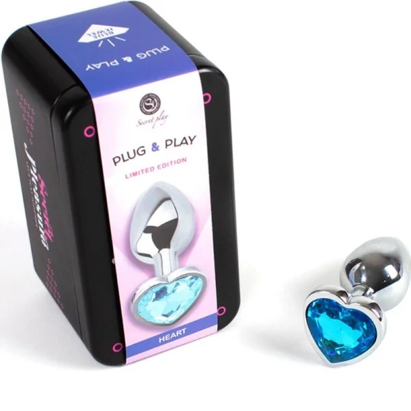 Butt Plug aus Metall, Blaues Herz, Kleine Größe 7 cm von Secretplay Toys kaufen | Fesselliebe