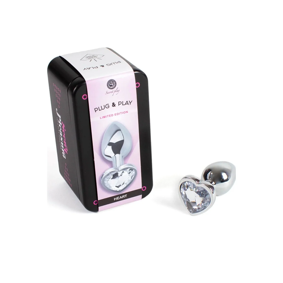 Butt Plug aus Metall, Klares Kristallherz, Kleine Größe 7 cm von Secretplay Toys kaufen | Fesselliebe