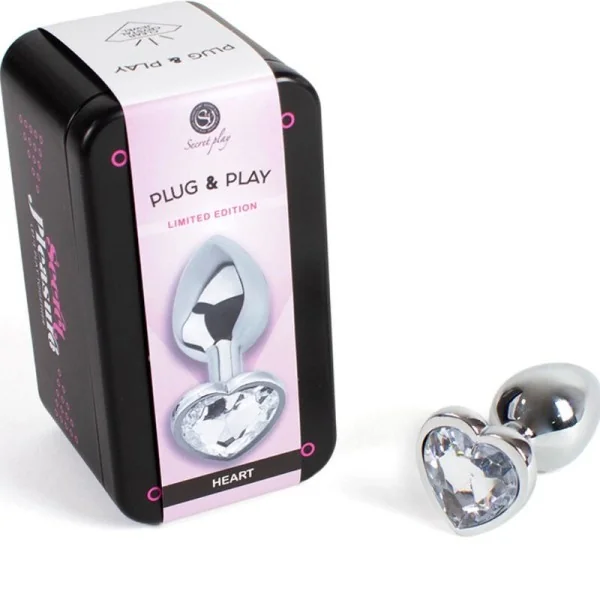 Butt Plug aus Metall, Klares Kristallherz, Kleine Größe 7 cm von Secretplay Toys kaufen | Fesselliebe
