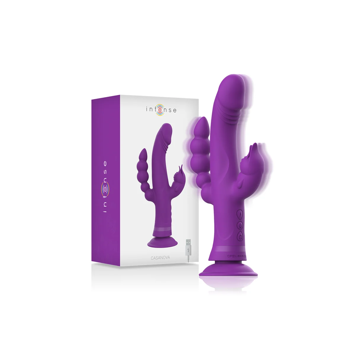 Casanova Rabbit Silikonvibrator Dreifachmotor Lila von Intense Fun kaufen | Fesselliebe