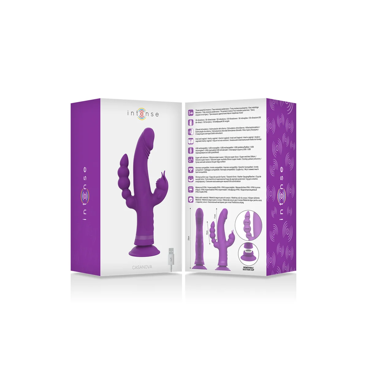 Casanova Rabbit Silikonvibrator Dreifachmotor Lila von Intense Fun kaufen | Fesselliebe