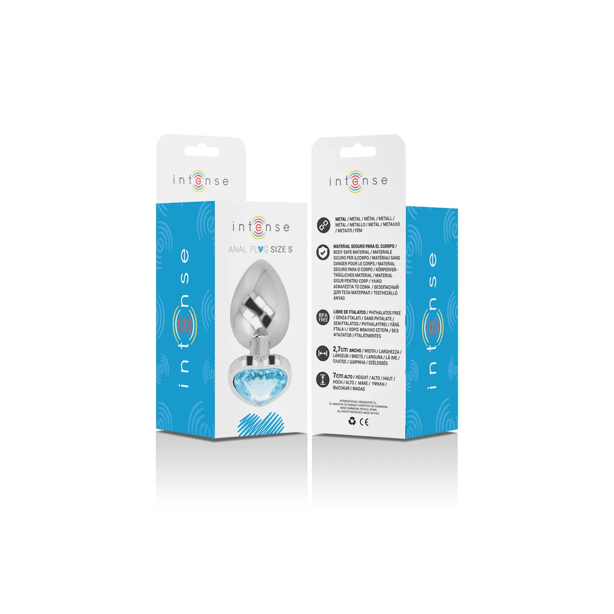Aluminium-Metall-Anal-Stecker, Blaues Herz, Größe S von Intense Anal Toys kaufen | Fesselliebe