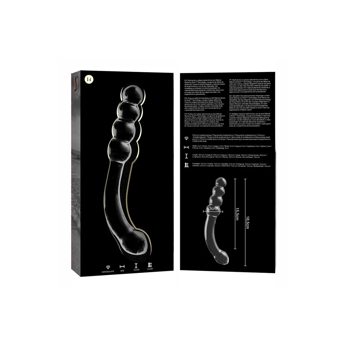 Modell 14 Dildo Borosilikatglas Klar 18.5 cm -O- 3 cm von Nebula Series By Ibiza kaufen | Fesselliebe