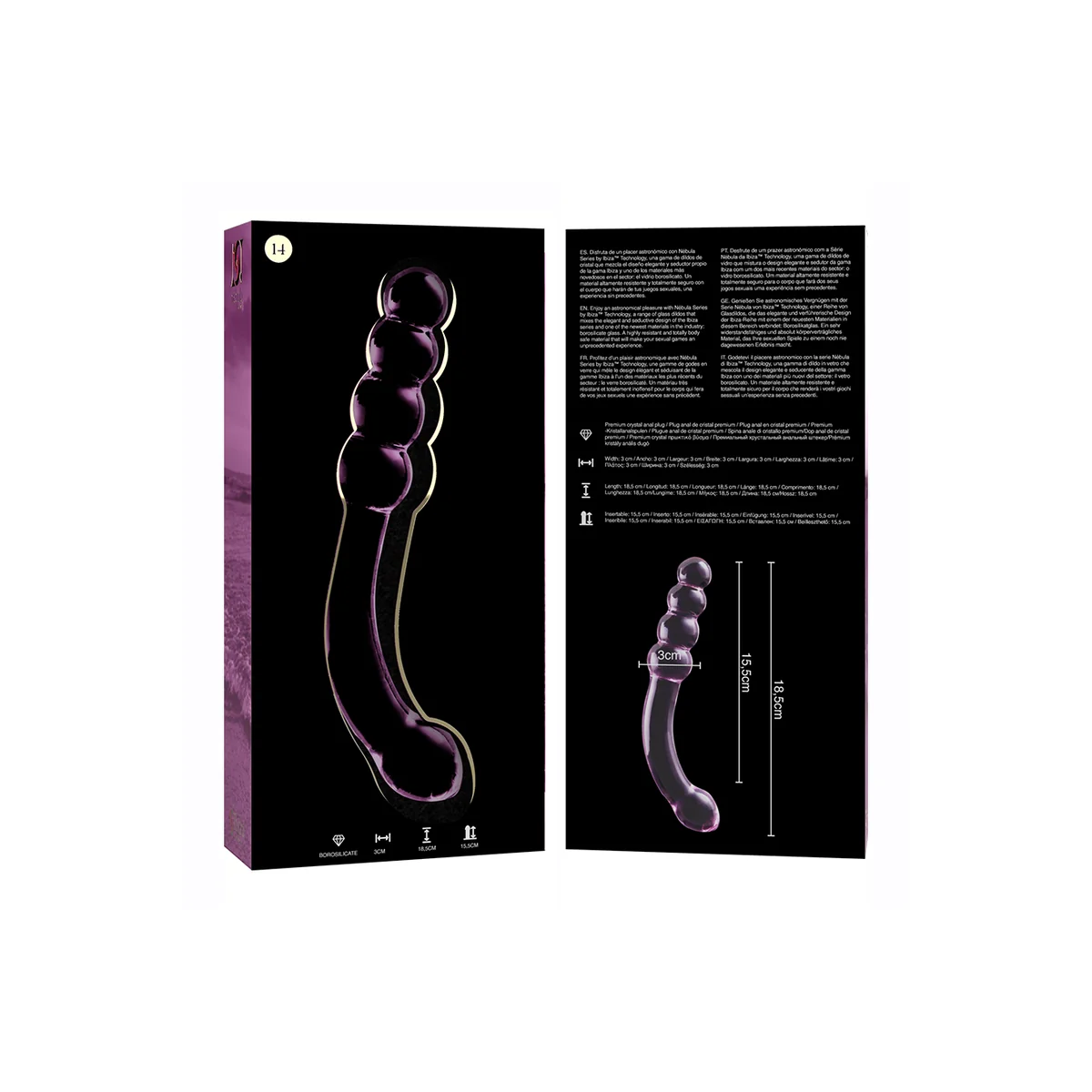Modell 14 Dildo Borosilikatglas Rosa 18.5 cm -O- 3 cm von Nebula Series By Ibiza kaufen | Fesselliebe