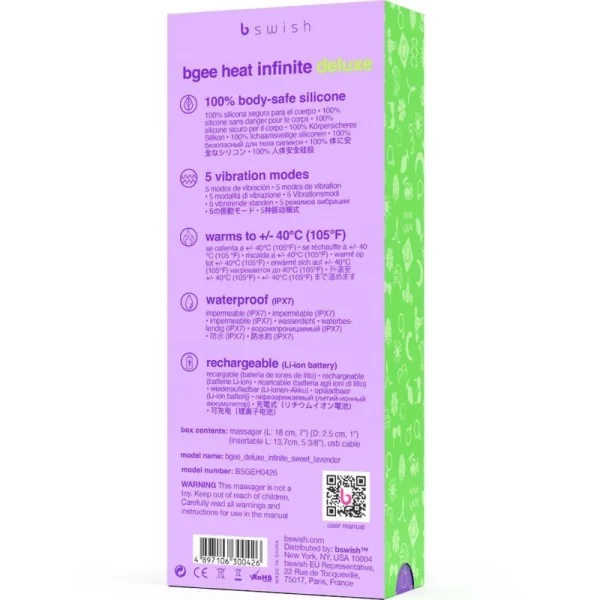 Bgee Heat Infinite Deluxe wiederaufladbarer Vibrator Lavendel Silikon von B Swish kaufen | Fesselliebe