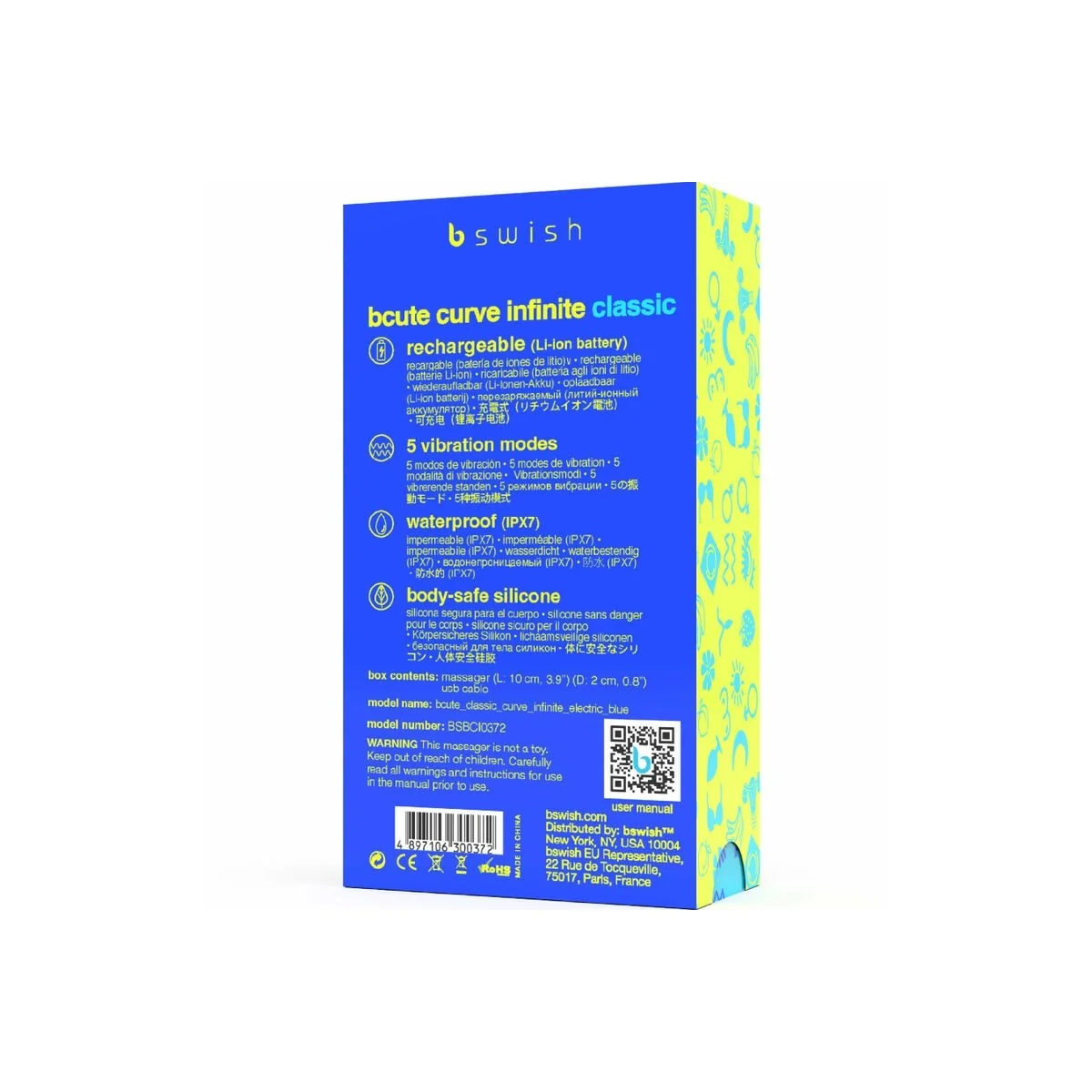 Bcute Curve Infinite Klassischer wiederaufladbarer Vibrator aus Blauem Silikon von B Swish kaufen | Fesselliebe