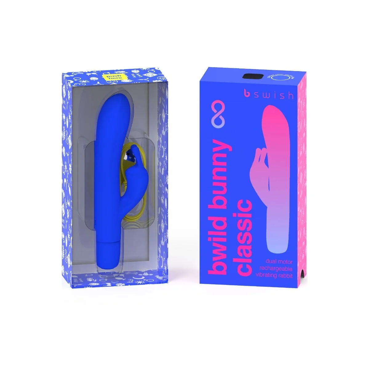 Bwild Bunny Infinite Klassischer wiederaufladbarer Vibrator aus Blauem Silikon von B Swish kaufen | Fesselliebe