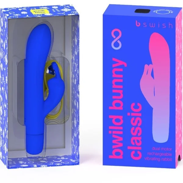 Bwild Bunny Infinite Klassischer wiederaufladbarer Vibrator aus Blauem Silikon von B Swish kaufen | Fesselliebe