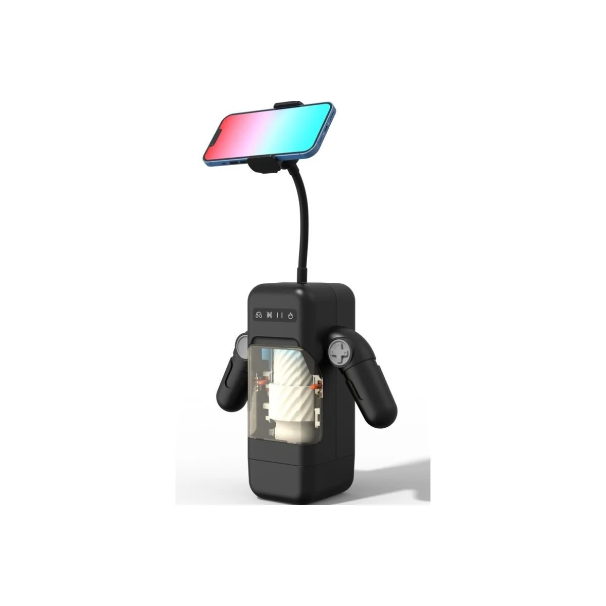 Stoßender Vibrations-Masturbator mit Heizfunktion und Mobiler Unterstützung - Schwarz von Baile For Him kaufen | Fesselliebe