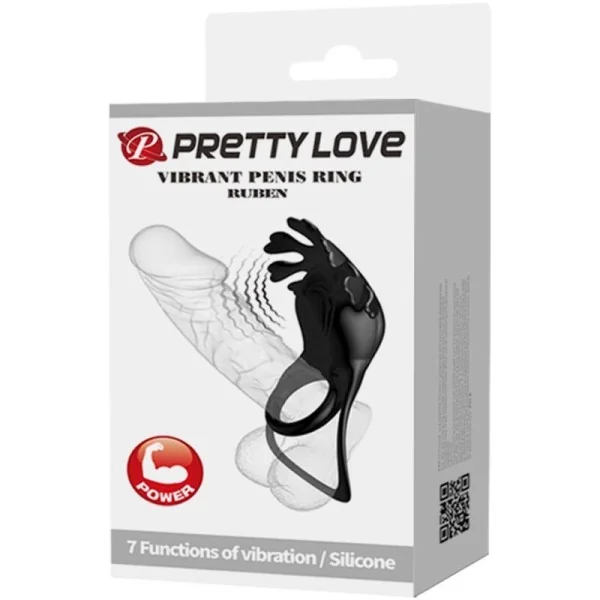 Ruben Vibratorring 7 Vibrationen Schwarzes Silikon von Pretty Love Male kaufen | Fesselliebe