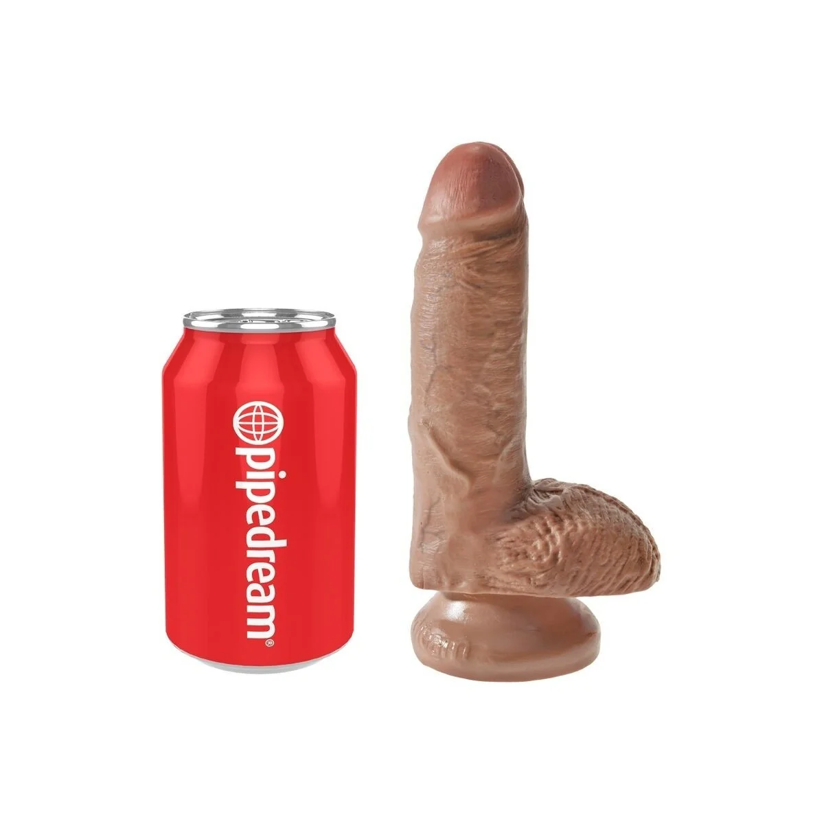 Realistischer Penis mit Hoden 13.2 cm Karamell von King Cock kaufen | Fesselliebe