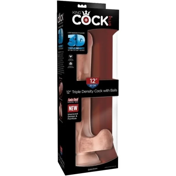 Realistischer Penis mit 3d-Kugeln 24.8 cm Licht von King Cock kaufen | Fesselliebe