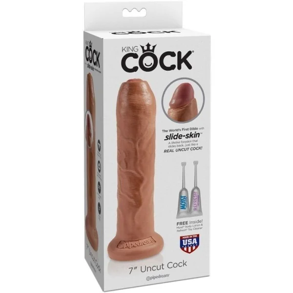Ungeschnittener realistischer Penis 17.8 cm Karamell von King Cock kaufen | Fesselliebe