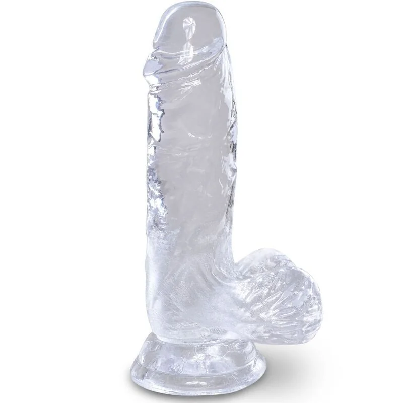 Clear realistischer Penis mit Hoden 10.1 cm Transparent von King Cock kaufen | Fesselliebe