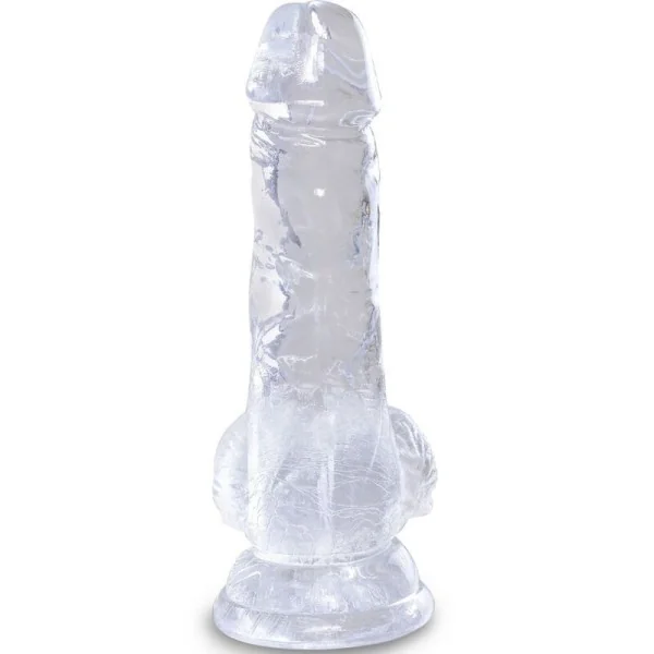 Clear realistischer Penis mit Hoden 10.1 cm Transparent von King Cock kaufen | Fesselliebe
