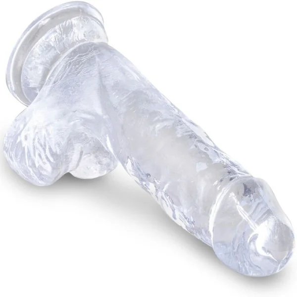 Clear realistischer Penis mit Hoden 10.1 cm Transparent von King Cock kaufen | Fesselliebe