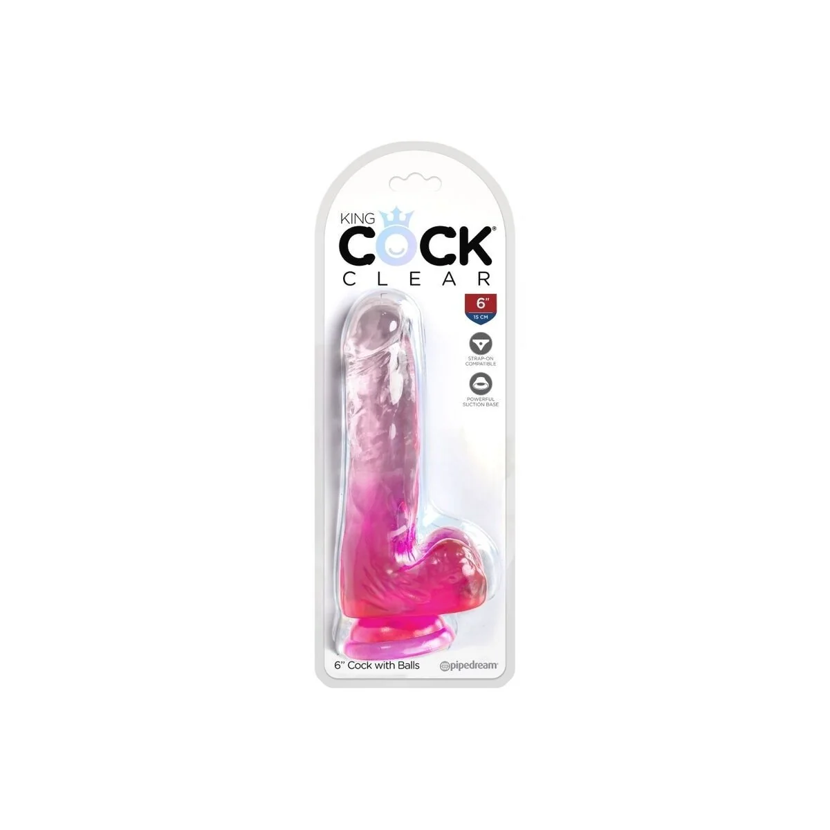 Clear realistischer Penis mit Hoden 13.5 cm Rosa von King Cock kaufen | Fesselliebe