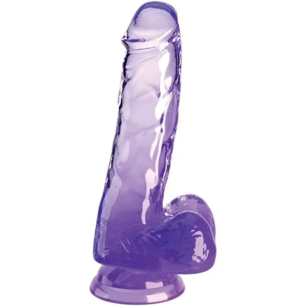Clear realistischer Penis mit Hoden 13.5 cm Lila von King Cock kaufen | Fesselliebe