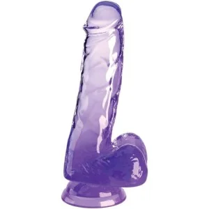 Clear realistischer Penis mit Hoden 13.5 cm Lila von King Cock kaufen | Fesselliebe
