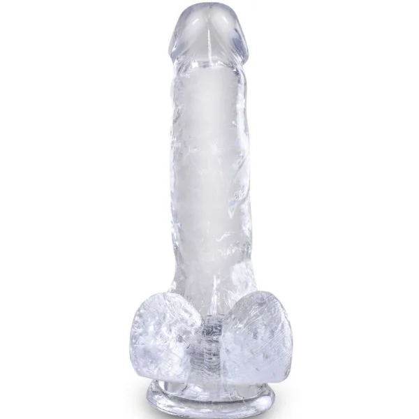 Clear realistischer Penis mit Hoden 13.5 cm Transparent von King Cock kaufen | Fesselliebe