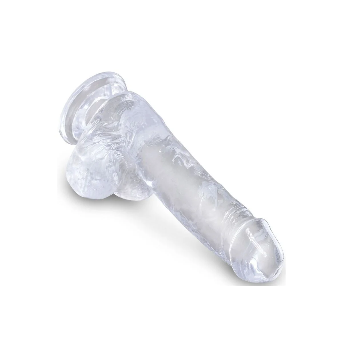 Clear realistischer Penis mit Hoden 13.5 cm Transparent von King Cock kaufen | Fesselliebe