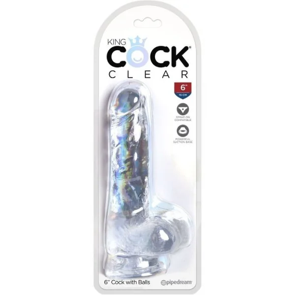 Clear realistischer Penis mit Hoden 13.5 cm Transparent von King Cock kaufen | Fesselliebe