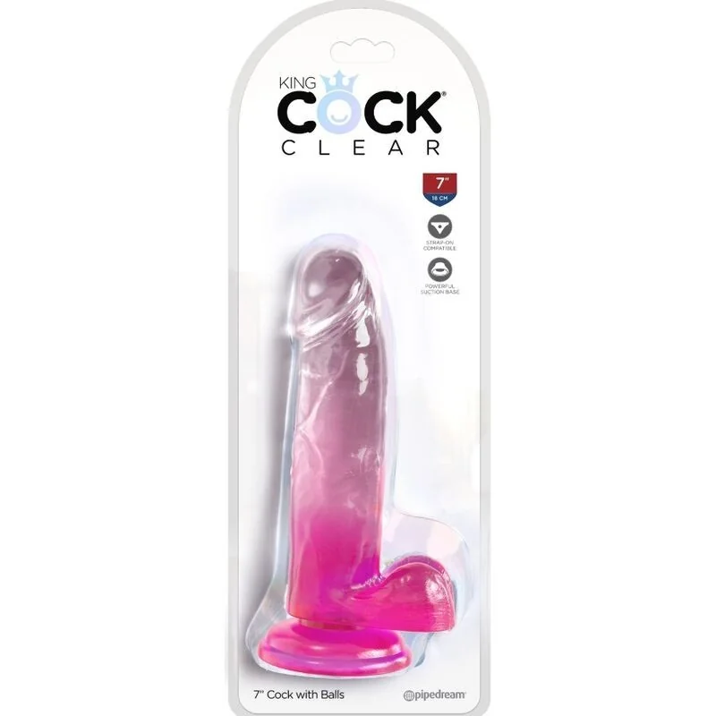 Clear realistischer Penis mit Hoden 15.2 cm Rosa von King Cock kaufen | Fesselliebe 2