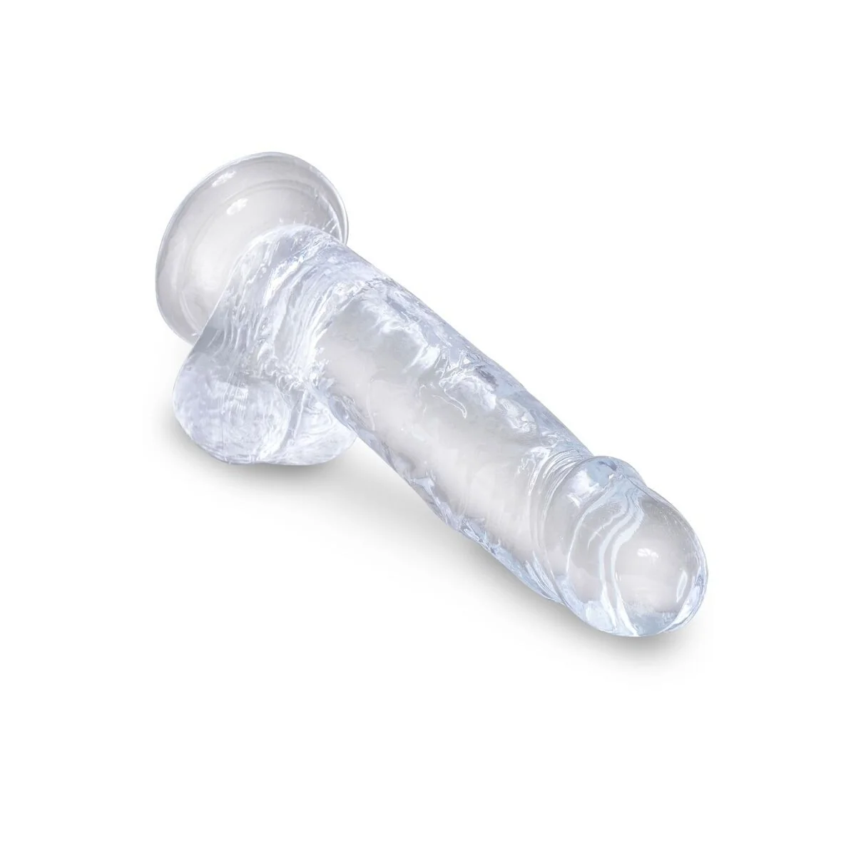 Clear realistischer Penis mit Hoden 15.2 cm Transparent von King Cock kaufen | Fesselliebe