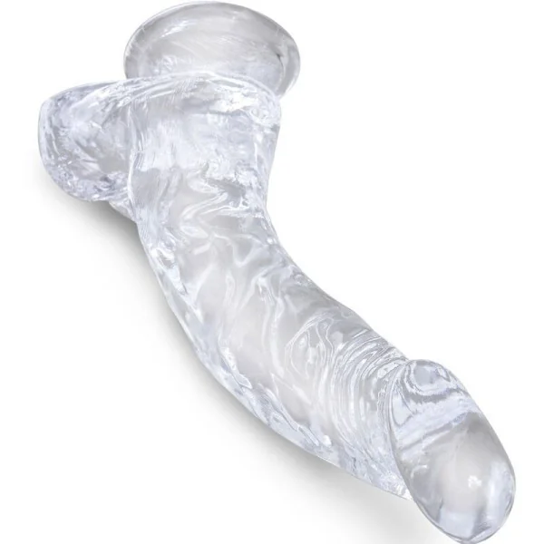Clear Realistisch Gebogener Penis mit 16.5 cm Transparenten Eieren von King Cock kaufen | Fesselliebe