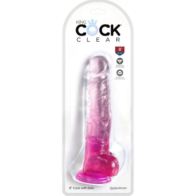 Clear realistischer Penis mit Hoden 16.5 cm Rosa von King Cock kaufen | Fesselliebe 2