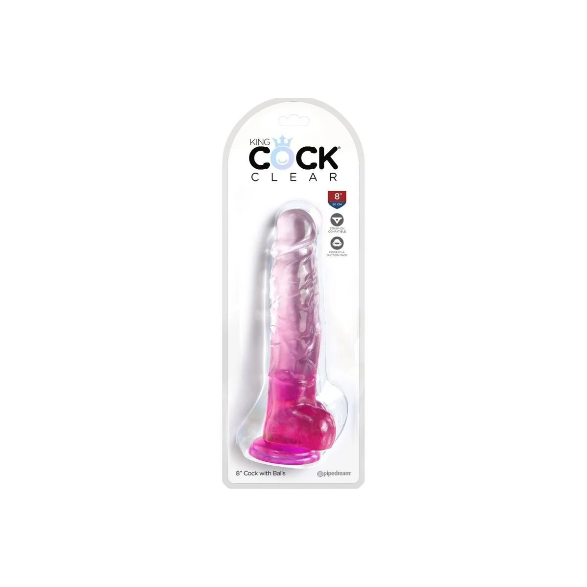 Clear realistischer Penis mit Hoden 16.5 cm Rosa von King Cock kaufen | Fesselliebe