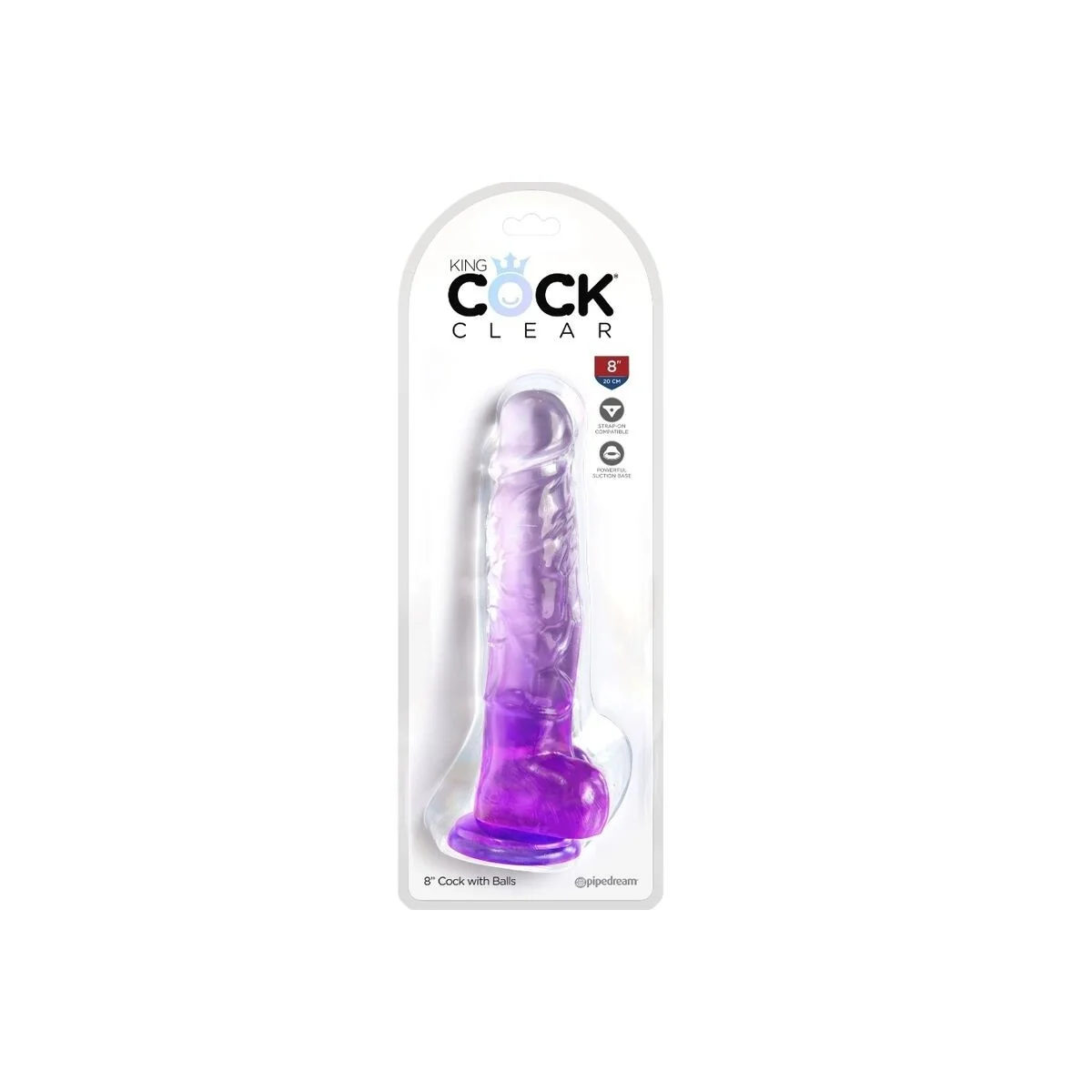 Clear realistischer Penis mit Hoden 16.5 cm Lila von King Cock kaufen | Fesselliebe