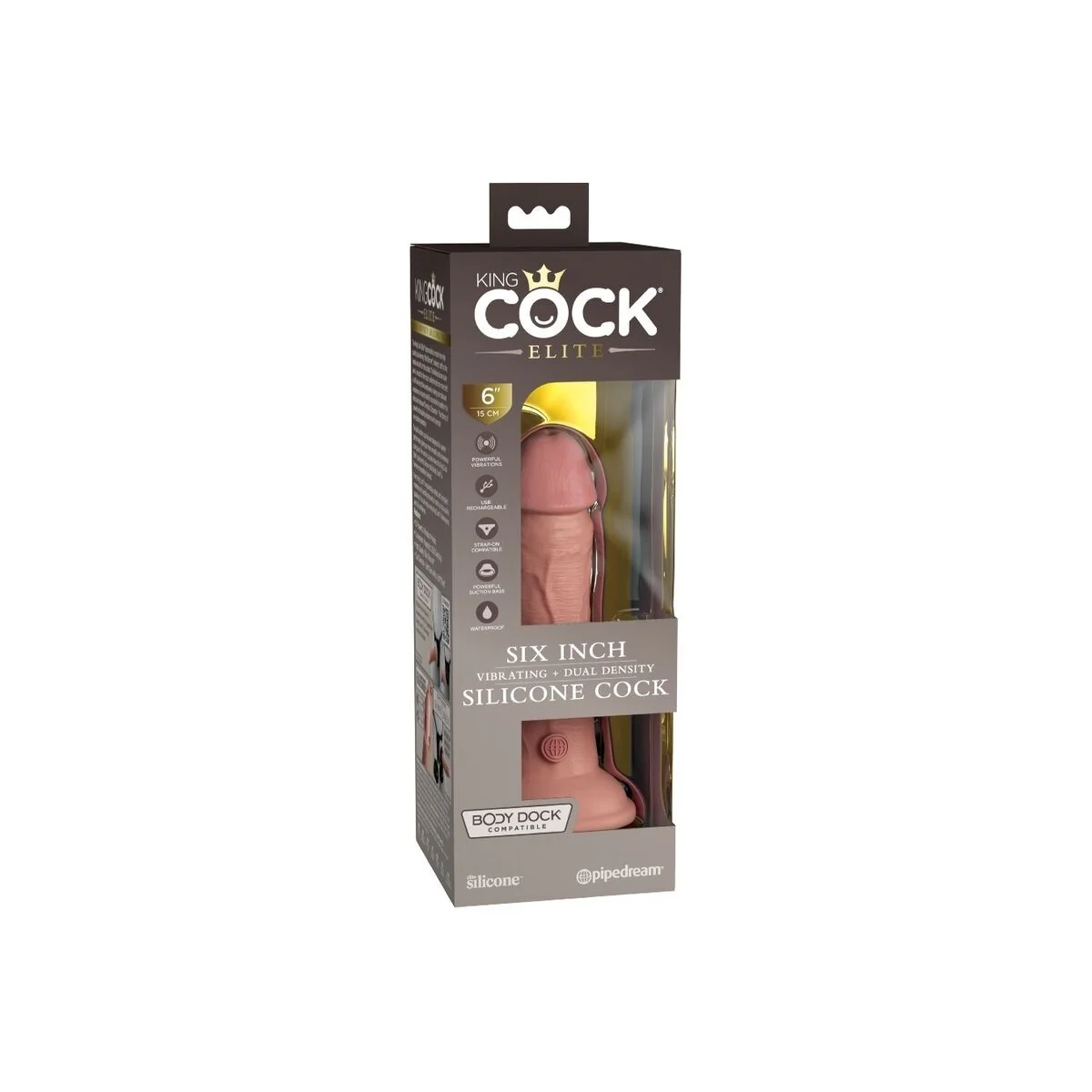 Elite realistischer Dildo mit Vibration und Silikon 15.2 cm von King Cock kaufen | Fesselliebe
