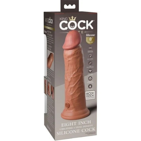 Elite realistischer Dildo mit Vibration und Silikon 20.3 cm Karamell von King Cock kaufen | Fesselliebe
