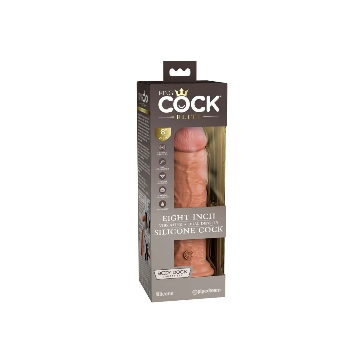 Elite realistischer Dildo mit Vibration und Silikon 20.3 cm Karamell von King Cock kaufen | Fesselliebe