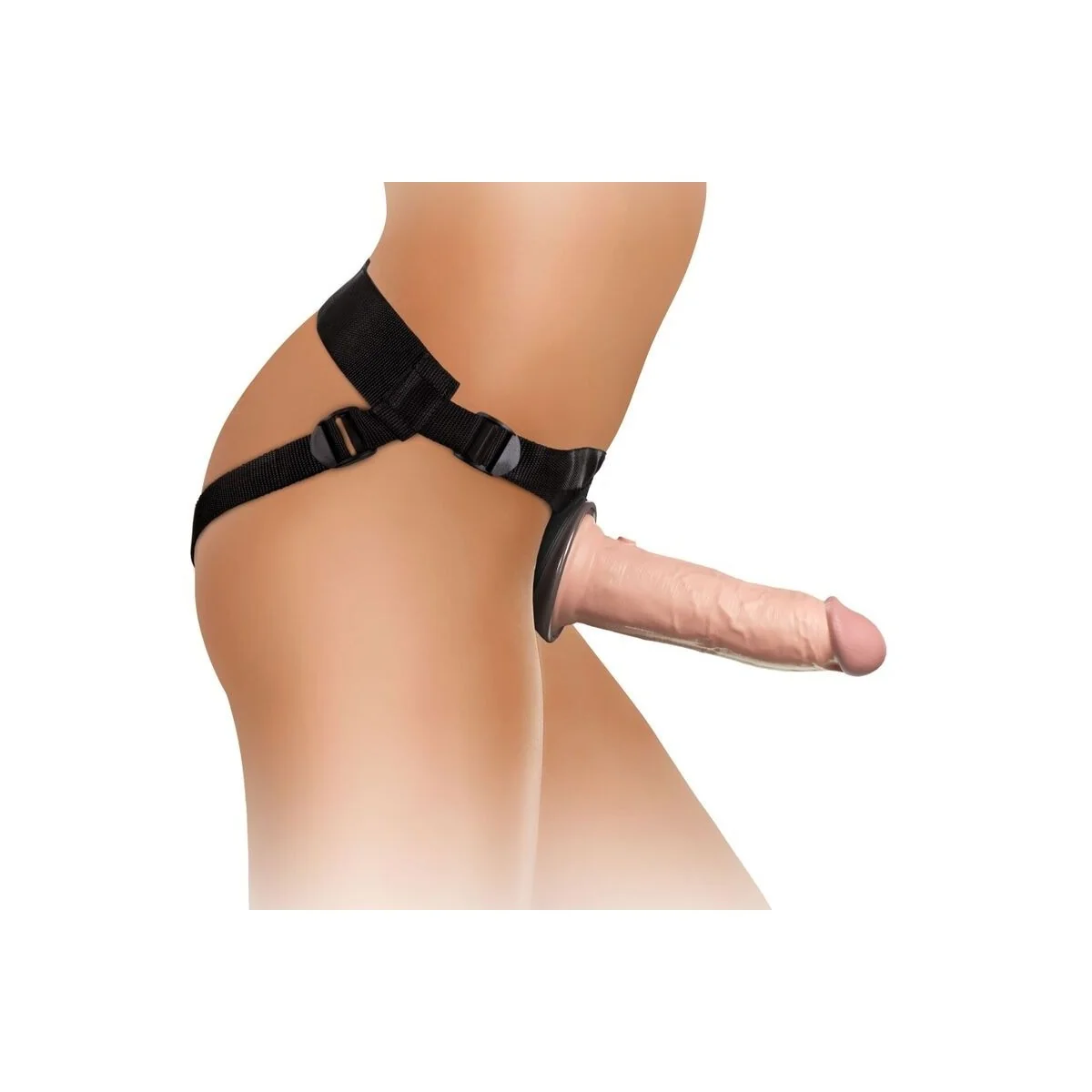 Elite Deluxe Verstellbares Harness-Kit Ring mit Hoden & Dildo 20.3 cm von King Cock kaufen | Fesselliebe