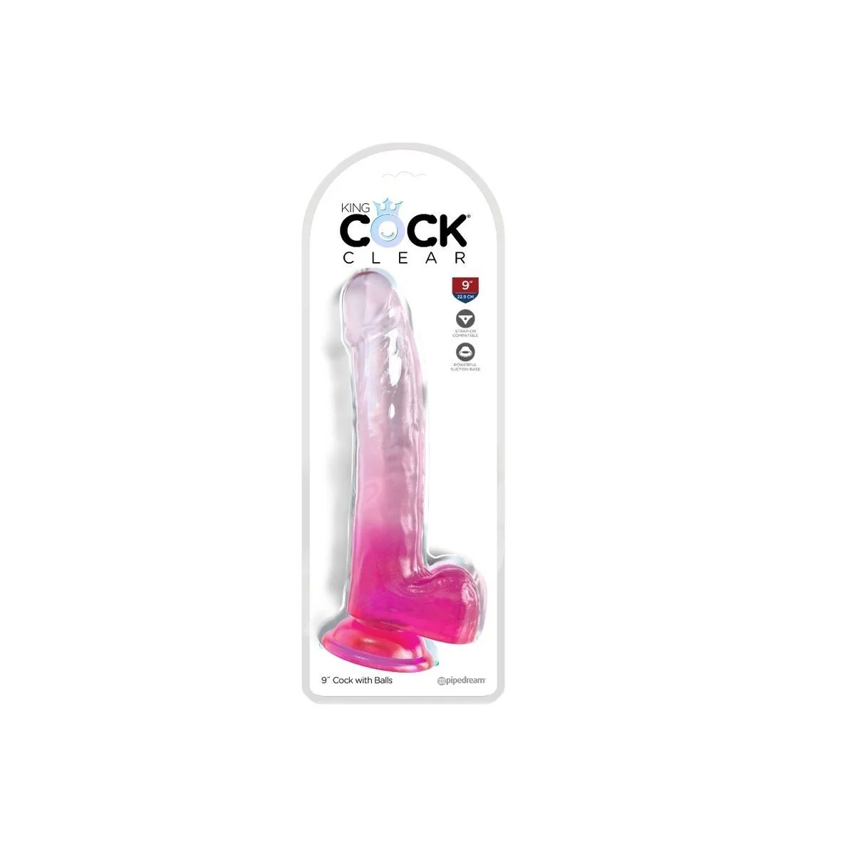 Clear Dildo mit Hoden 20.3 cm Rosa von King Cock kaufen | Fesselliebe