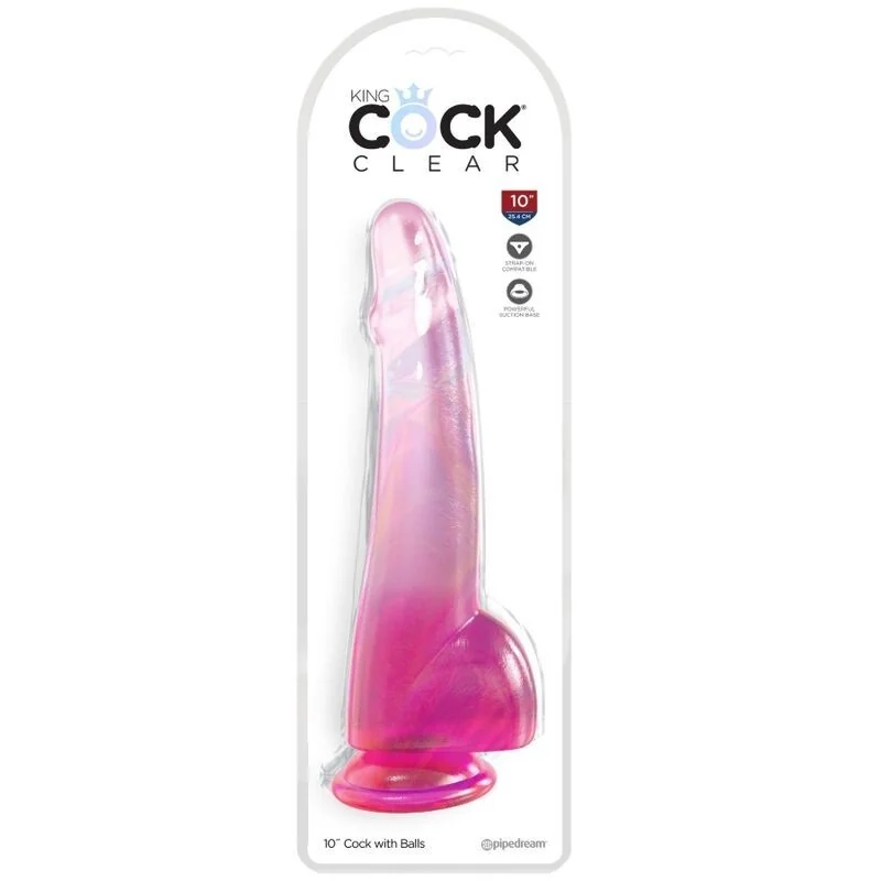 Clear Dildo mit Hoden 19 cm Rosa von King Cock kaufen | Fesselliebe 2