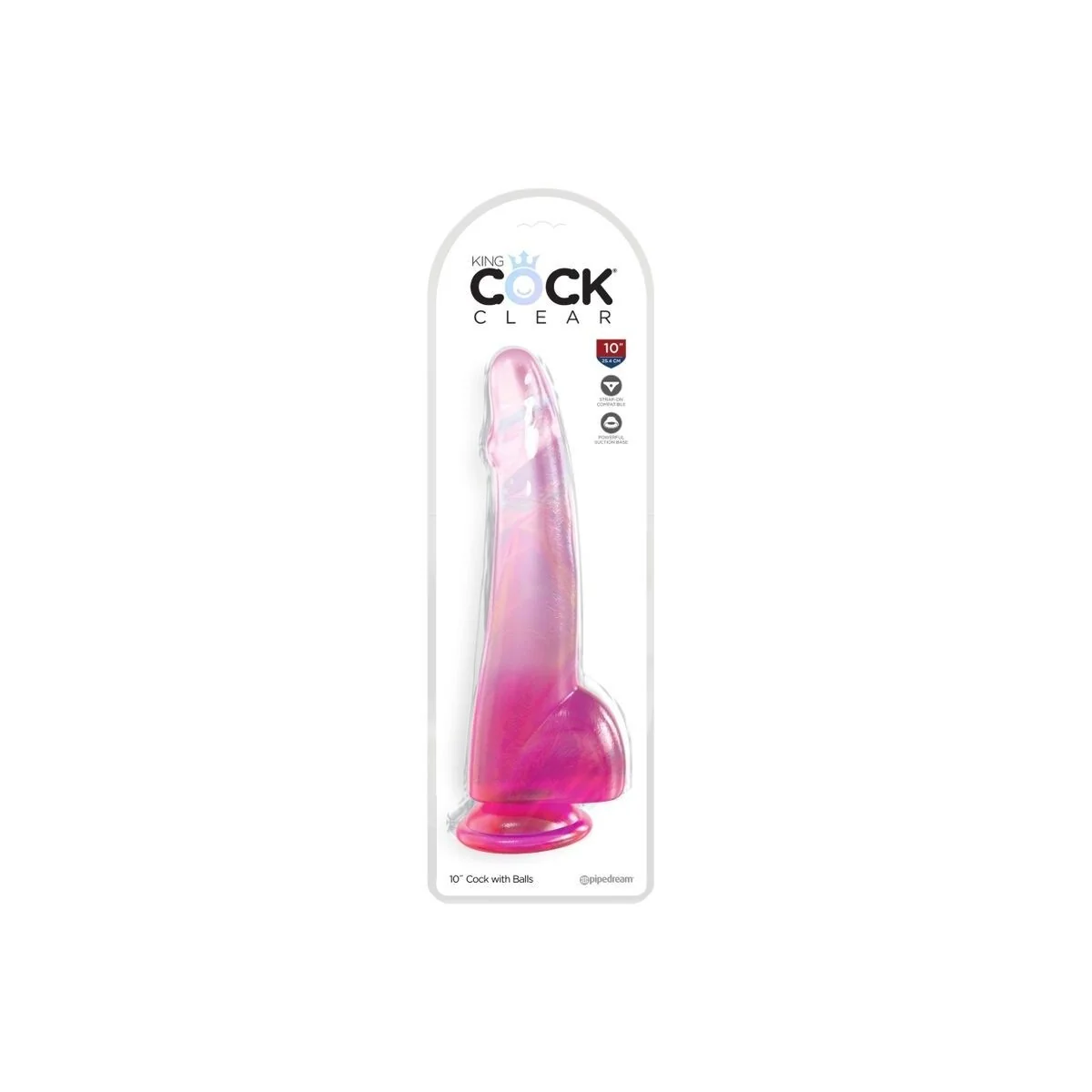 Clear Dildo mit Hoden 19 cm Rosa von King Cock kaufen | Fesselliebe