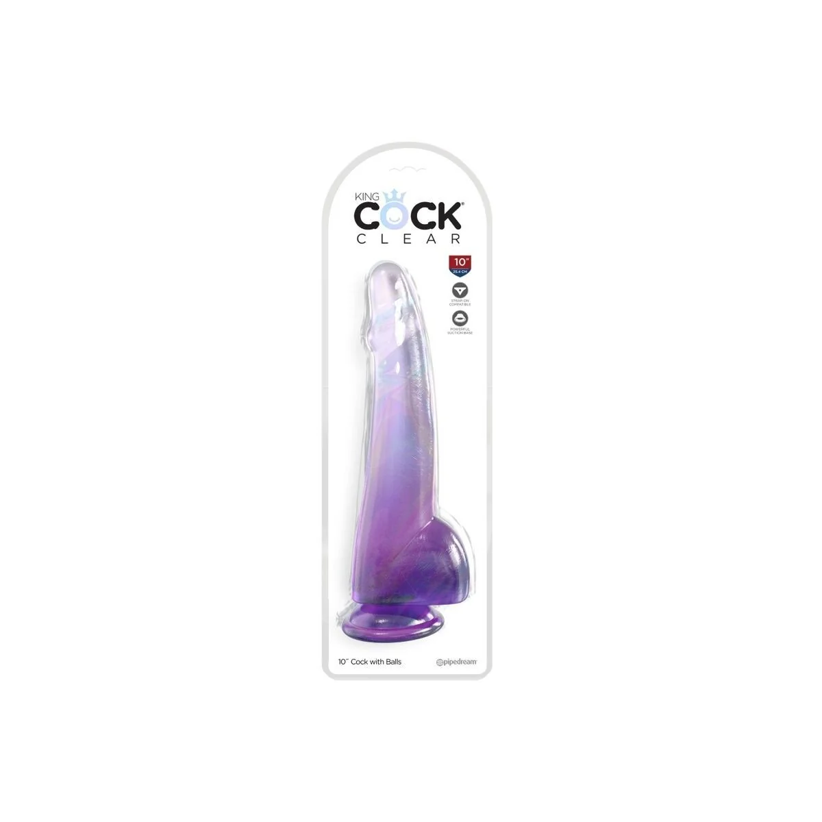 Clear Dildo mit Hoden 19 cm Lila von King Cock kaufen | Fesselliebe