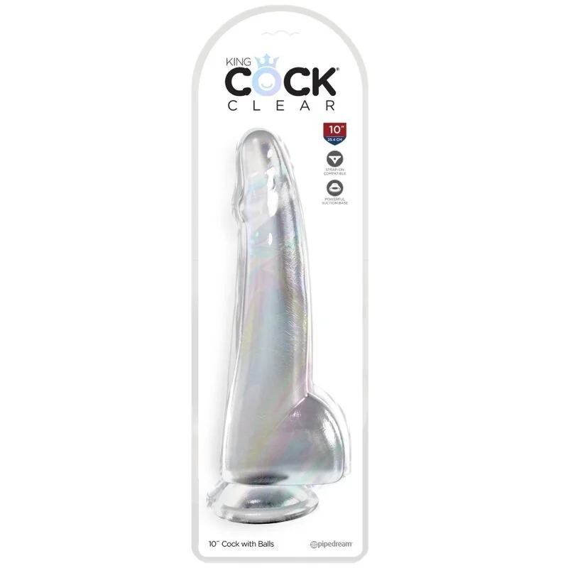 Clear Dildo mit Hoden 19 cm Transparent von King Cock kaufen | Fesselliebe 2