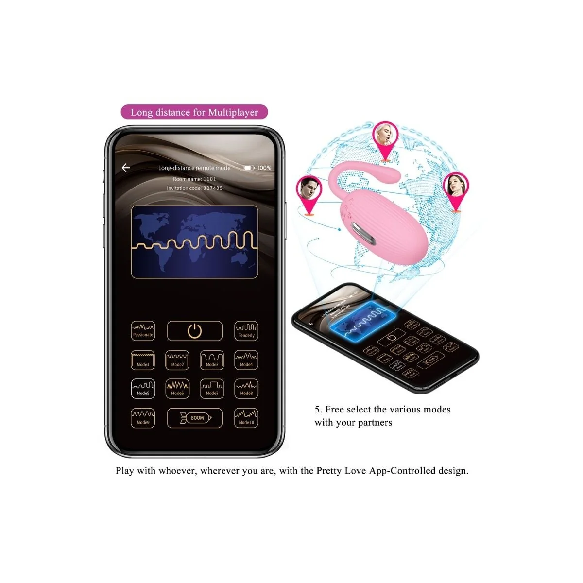 Doreen Pink wiederaufladbares Vibrations-Ei von Pretty Love Smart kaufen | Fesselliebe