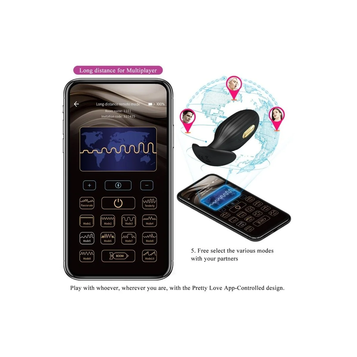 Jefferson App-Gesteuerter Analplug Schwarz von Pretty Love Bottom kaufen | Fesselliebe